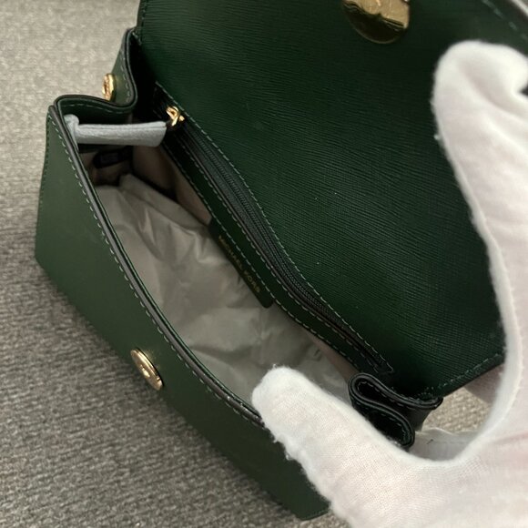 NWT Michael Kors Ava Extra-Small Saffiano Leather Crossbody Dark Green / Gold - Picture 4 of 4